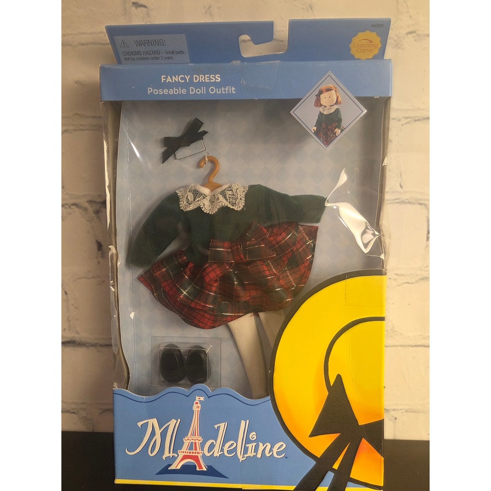 Madeline Doll Fancy Dress Outfit Learning Curve 84209 Green Plaid NIB Vintage